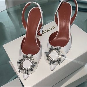 Amina Muaddi Slingback Begum Pump - Nappa White